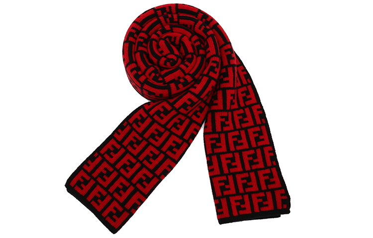 FENDI FF Pattern Wool Long Scarf Blue/Red FXS346A40 圖 4
