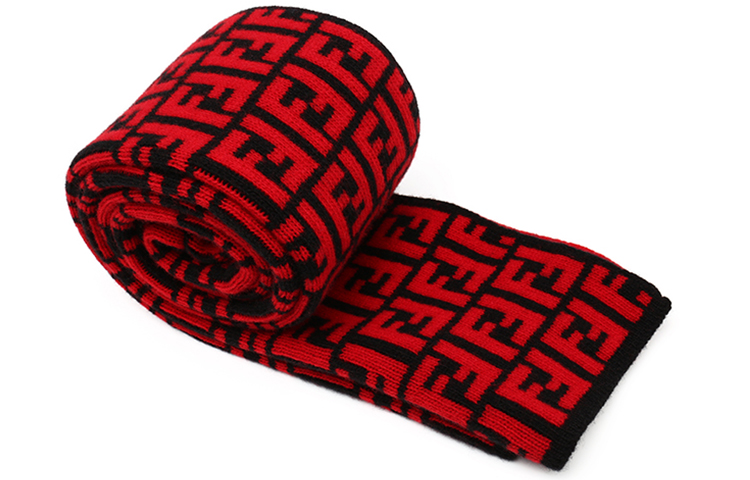 FENDI FF Pattern Wool Long Scarf Blue/Red FXS346A40 圖 5