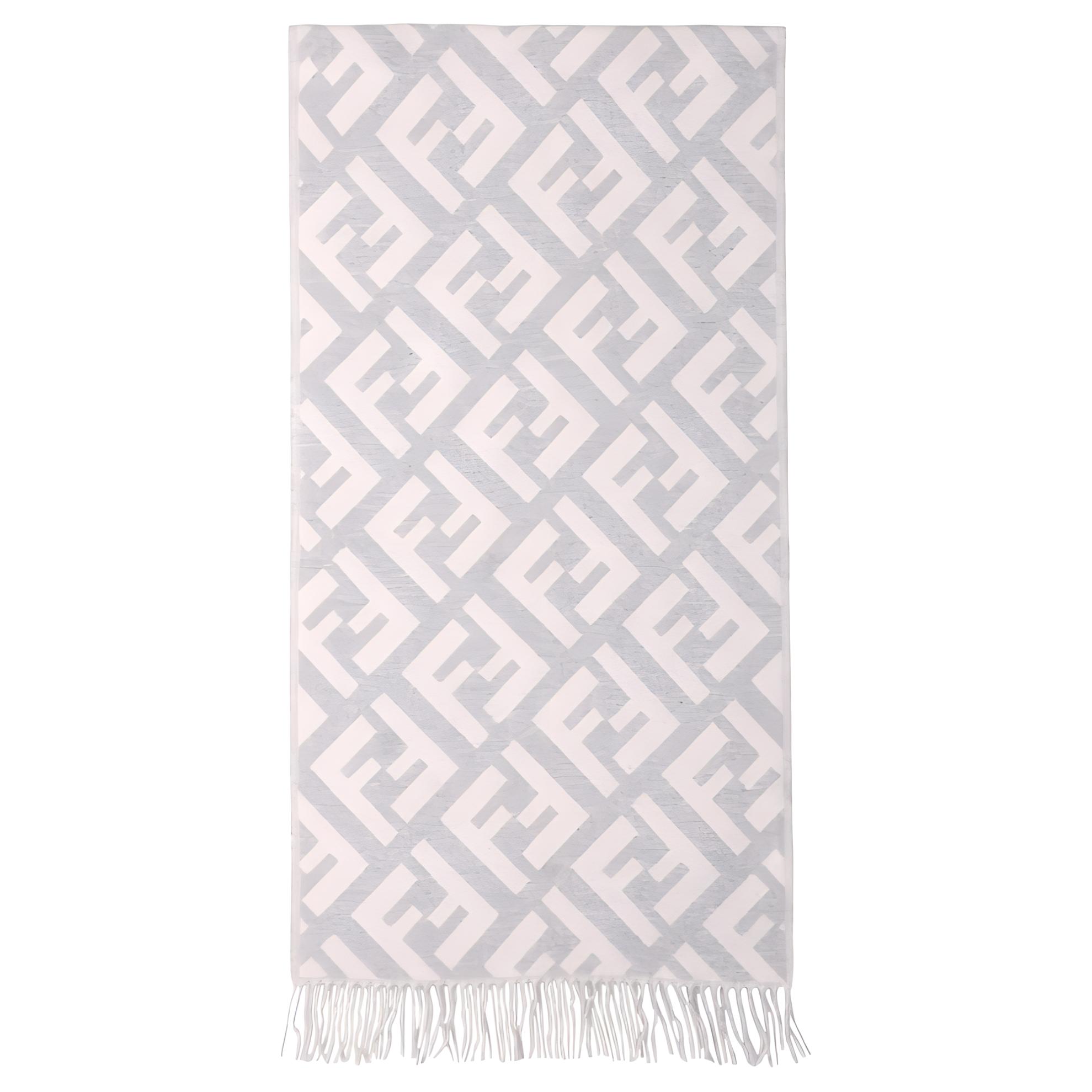 FENDI FF White Cashmere Scarf Shawl Unisex Couples' Style FXT260A8RSF0QG1