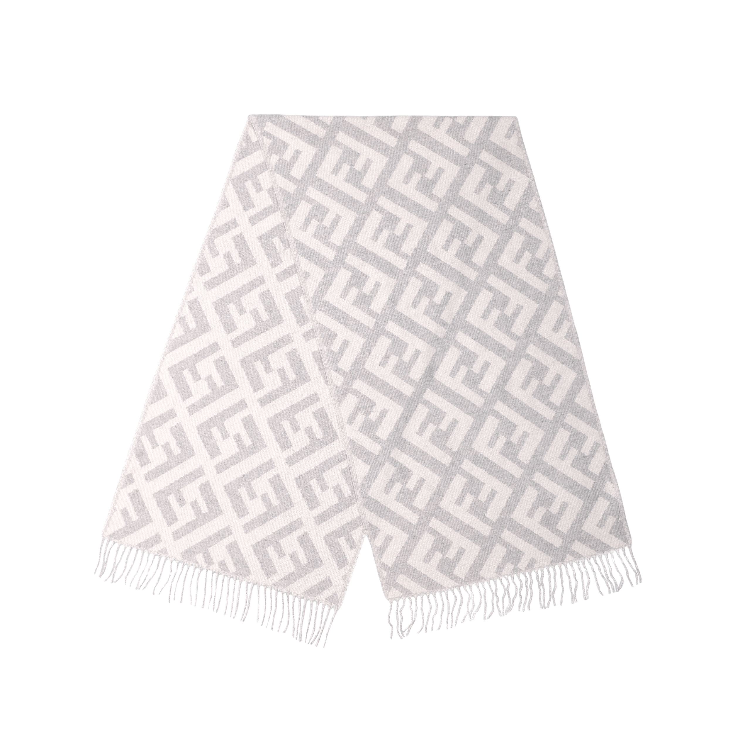 Lookbook FENDI FF Syal Selendang Cashmere Putih Unisex Gaya Pasangan FXT260A8RSF0QG1