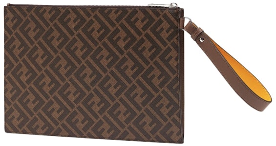 Fendi Pouch Plana Monograma FF Marrón/Amarillo Order Fendi Pouch Plana Monograma FF Marrón/Amarillo