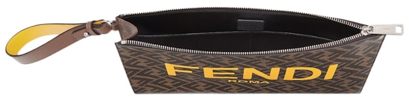Fendi Pouch Plana Monograma FF Marrón/Amarillo Lookbook Fendi Pouch Plana Monograma FF Marrón/Amarillo