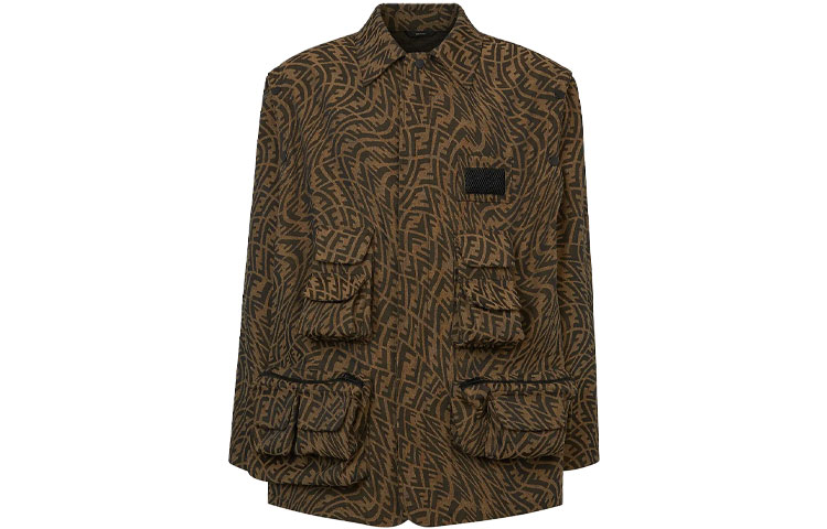 Fendi Floral Print Button-Up Long Sleeve Jacket Brown - FW1062AG87F1440