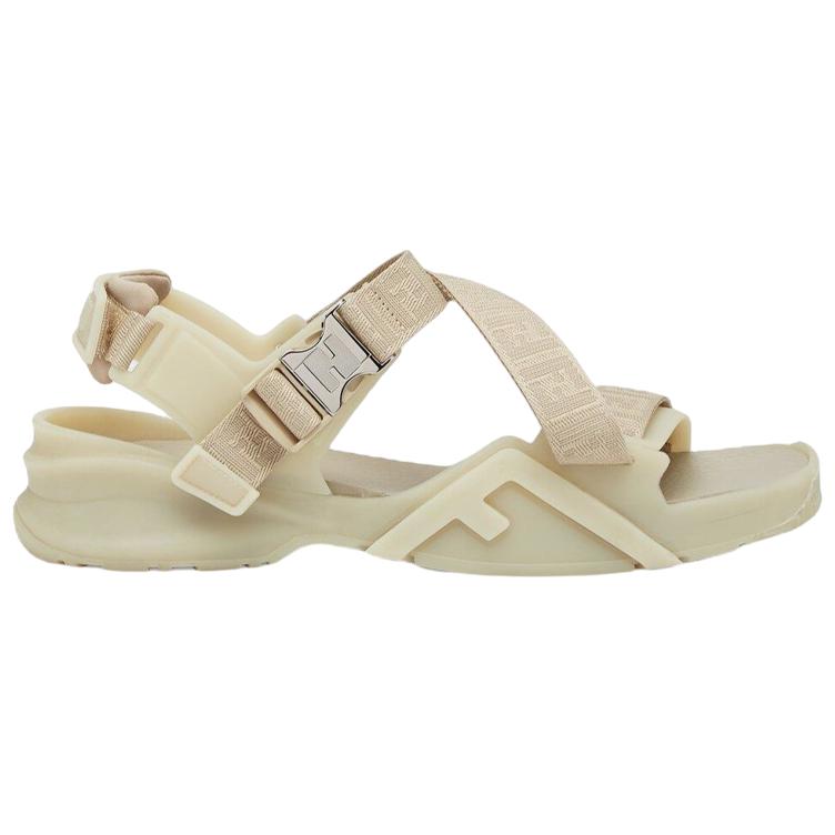 Fendi Flow 'Beige Jacquard Ribbon Cross-Strap Sandal' 圖 2