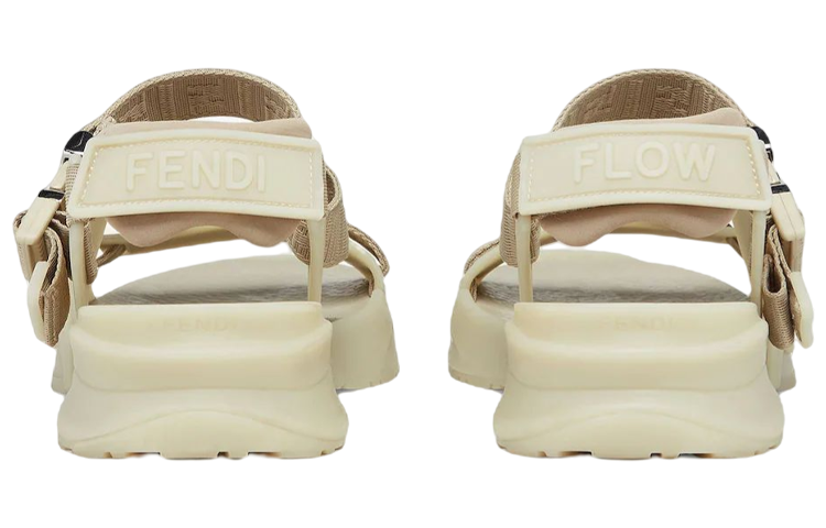 Fendi Flow 'Beige Jacquard Ribbon Cross-Strap Sandal' 圖 5