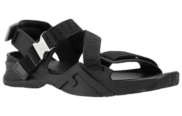 Fendi Flow 'Black Floral Ribbon Cross-Strap Sandals' 圖 3