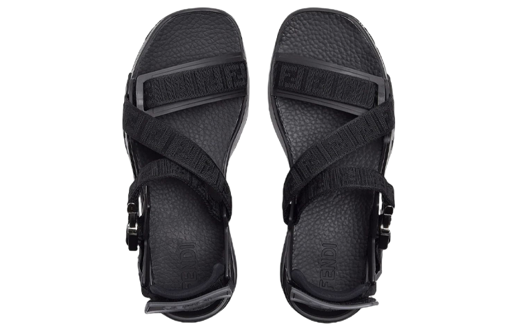 Fendi Flow 'Black Floral Ribbon Cross-Strap Sandals' 圖 4