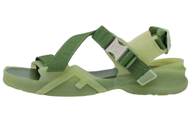 Fendi Flow 'Green Jacquard Ribbon Crisscross Sandal'
