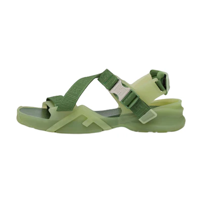 Fendi Flow 'Green Jacquard Ribbon Crisscross Sandal'