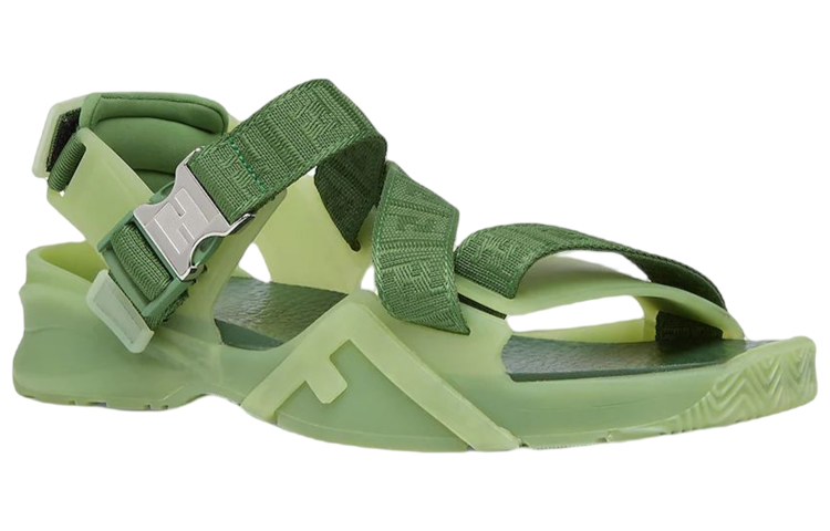 Fendi Flow 'Green Jacquard Ribbon Crisscross Sandal' 圖 2