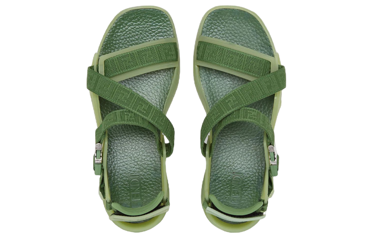 Fendi Flow 'Green Jacquard Ribbon Crisscross Sandal' 圖 3