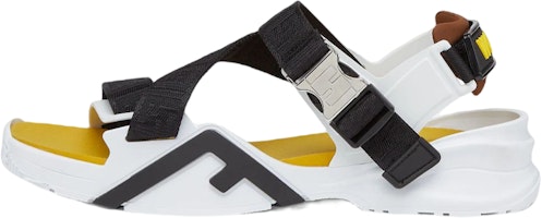 Fendi Flow 'Ripple Sole Fabric Fashion Sandal Black White Yellow' 7X1503AHI2F1GBA Fendi Flow 'Ripple Sole Fabric Fashion Sandal Black White Yellow' 7X1503AHI2F1GBA