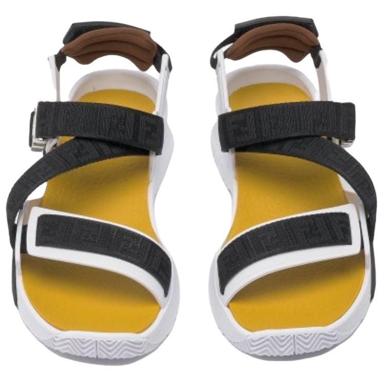 Shop Fendi Flow 'Ripple Sole Fabric Fashion Sandal Black White Yellow' 7X1503AHI2F1GBA
