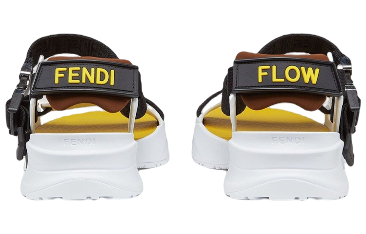 Purchase Fendi Flow 'Ripple Sole Fabric Fashion Sandal Black White Yellow' 7X1503AHI2F1GBA