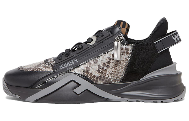 Fendi Flow Low 'Black Grey Leather Slip-On' 7E1453AM5FF1JHZ