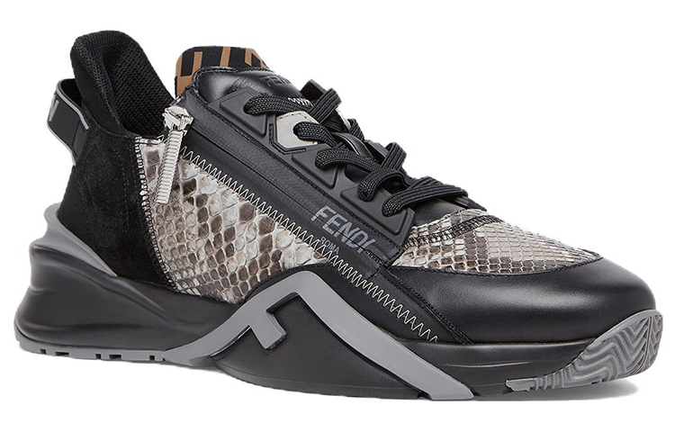 Lookbook Fendi Flow Low ''Schwarz Grau Leder Slip-On'' 7E1453AM5FF1JHZ
