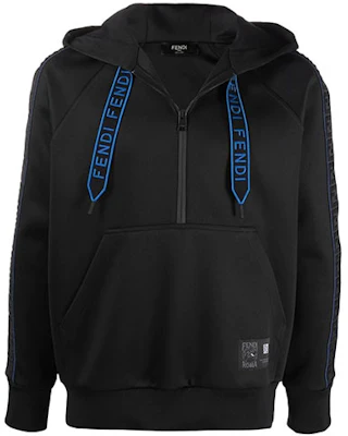 Fendi FW21 Black Hoodie with Logo Strap and Zipper Design FAF639AGJNF02W2 Buy Fendi FW21 Black Hoodie with Logo Strap and Zipper Design FAF639AGJNF02W2