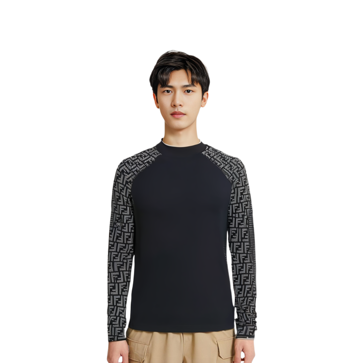 Purchase FENDI FW21 黑色长袖T恤 带创意图案设计 FAF645AI58F0RWK