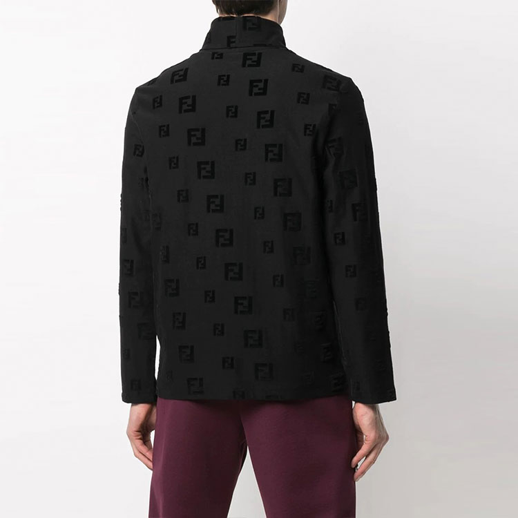 Shop フェンディ FW21 ブラック 長袖 タートルネック ロゴデザイン Tシャツ. FAF594AE15