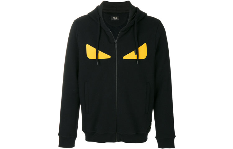 FENDI FW21 Black Monster Eye Hoodie Zipper Cardigan FY07965EYF0QA1