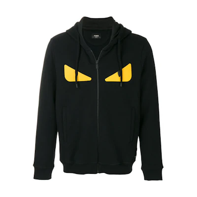 FENDI FW21 Black Monster Eye Hoodie Zipper Cardigan FY07965EYF0QA1