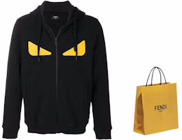 Shop FENDI FW21 黑色怪獸眼連帽拉鍊外套 FY07965EYF0QA1