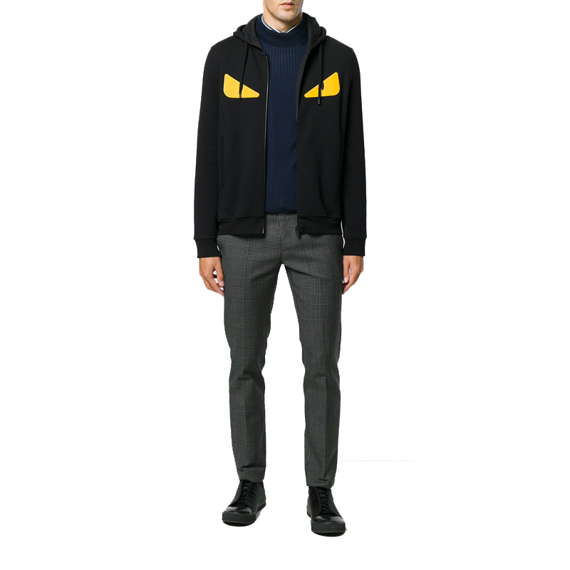 Purchase FENDI FW21 Hoodie Zip Hitam Monster Eye Cardigan Lelaki FY07965EYF0QA1