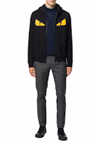 Purchase FENDI FW21 黑色怪獸眼連帽拉鍊外套 FY07965EYF0QA1