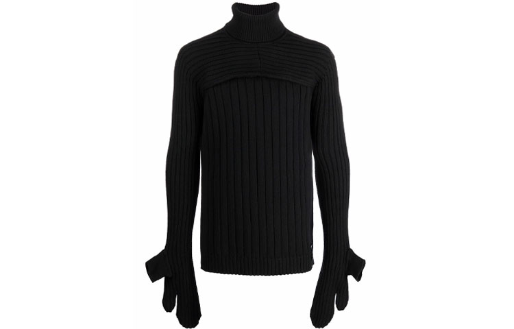 Order FENDI FW21 Hitam Slim-Fit High Neck Pullover Sweater Dual Pakai. FZC477AH2UF0QA1