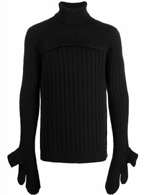 FENDI FW21 Black Slim-Fit High Neck Pullover Sweater Dual Wearable. FZC477AH2UF0QA1 Order FENDI FW21 Black Slim-Fit High Neck Pullover Sweater Dual Wearable. FZC477AH2UF0QA1