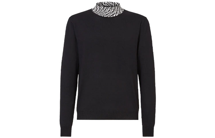 FENDI FW21 Black Wool Sweater with Double F Logo on Neck. FZZ411AFZCF0QA1 圖 2