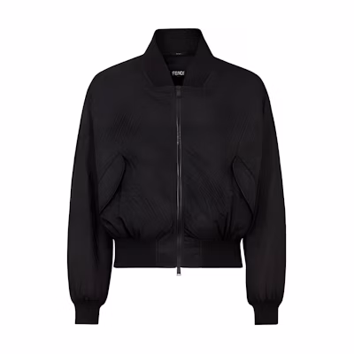 FENDI FW21 Black Zip-Up Short Jacket Long Sleeve Outerwear. FW1029AG86F0QA1
