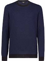 FENDI FW21 Contrast Trim Knit Sweater Blue Black FZY078AH3CF0E1V FENDI FW21 Contrast Trim Knit Sweater Blue Black FZY078AH3CF0E1V