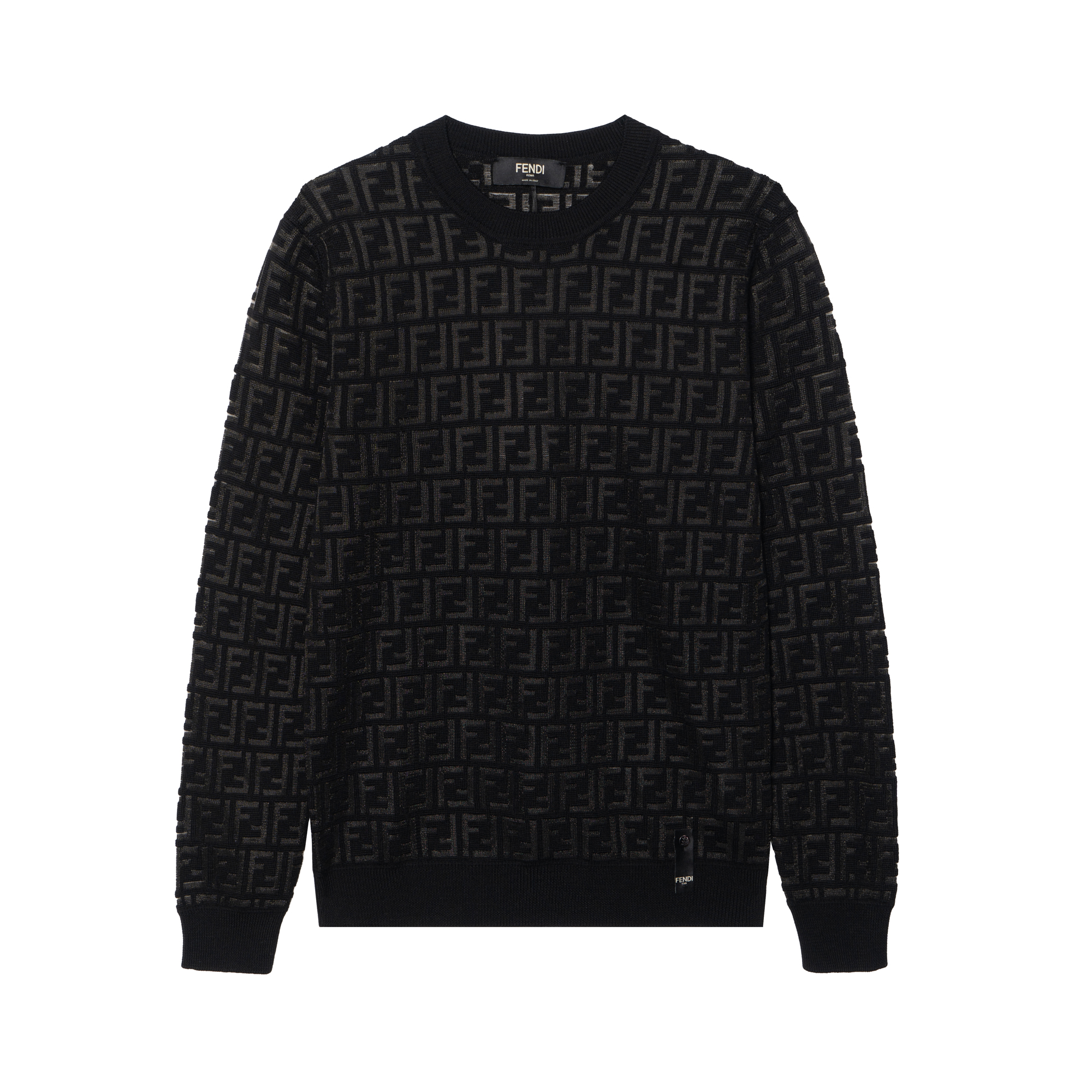 Fendi FW21 FF Pattern Wool Sweater Pullover - Black. FZY063AAUQF0QA1