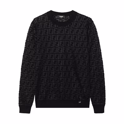 Fendi FW21 FF Pattern Wool Sweater Pullover - Black. FZY063AAUQF0QA1