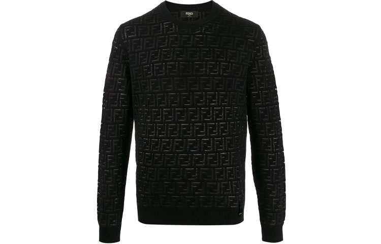 Order Jersey de Lana Fendi FW21 con Patrón FF - Negro. FZY063AAUQF0QA1