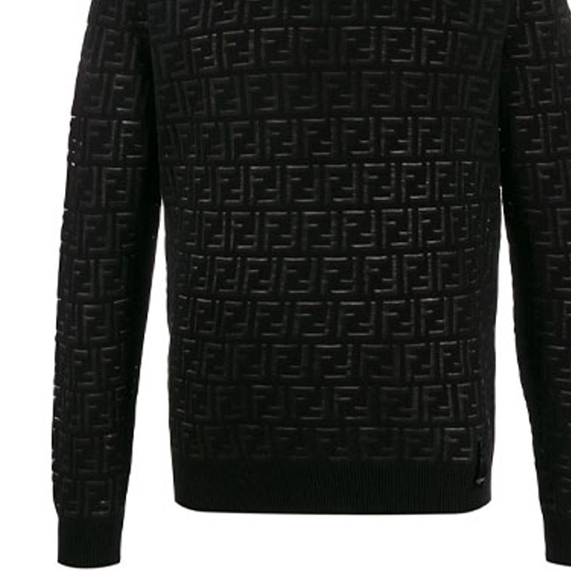 Sizing Jersey de Lana Fendi FW21 con Patrón FF - Negro. FZY063AAUQF0QA1