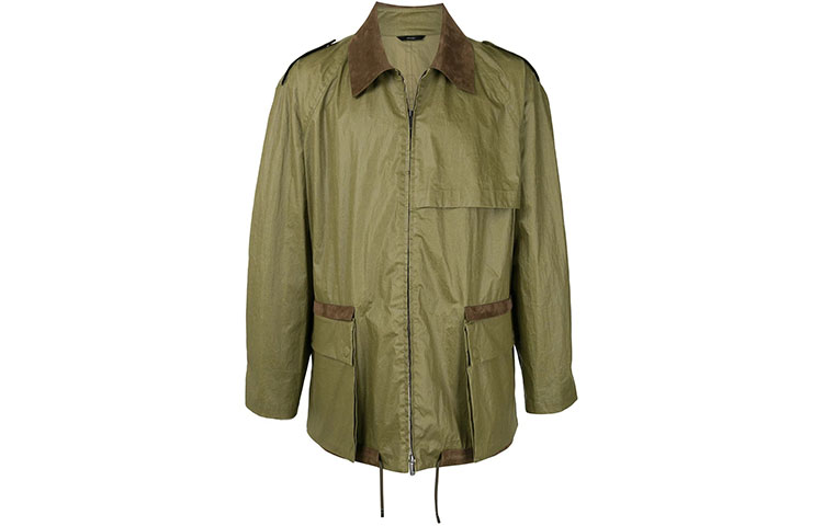 Fendi FW21 Green Zip-Up Collared Jacket FW0614ABADKHAKI