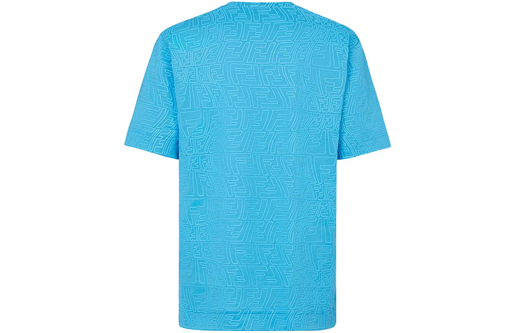 Lookbook FENDI 2021秋冬蓝色双F标志印花圆领T恤 FY0936AGABF1DO8