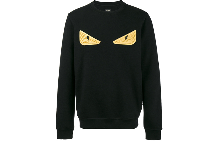 Fendi FW21 Logo Eyes Print Crewneck Sweatshirt Black () JMFY0829SV4F0QA1
