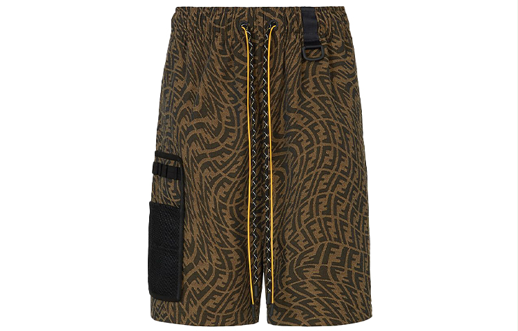 Shop 芬迪FW21标志印花可拆卸多功能工装裤棕色。 FB0711AG87F1440