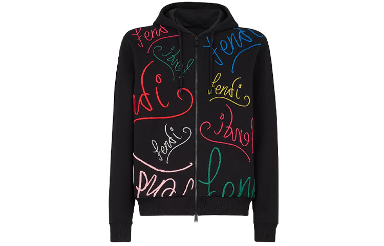 Order Sudadera con Capucha FENDI FW21 Monograma Cremallera Hombre Negra. FY0984AH0WF0BHU