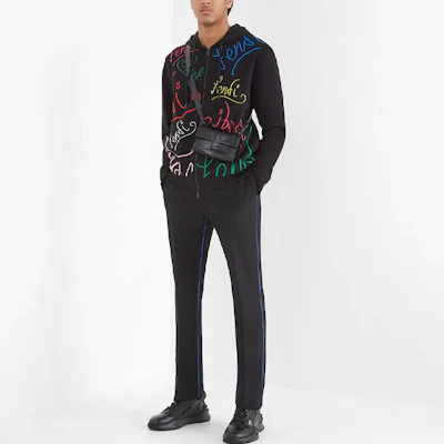 Sudadera con Capucha FENDI FW21 Monograma Cremallera Hombre Negra. FY0984AH0WF0BHU Shop Sudadera con Capucha FENDI FW21 Monograma Cremallera Hombre Negra. FY0984AH0WF0BHU