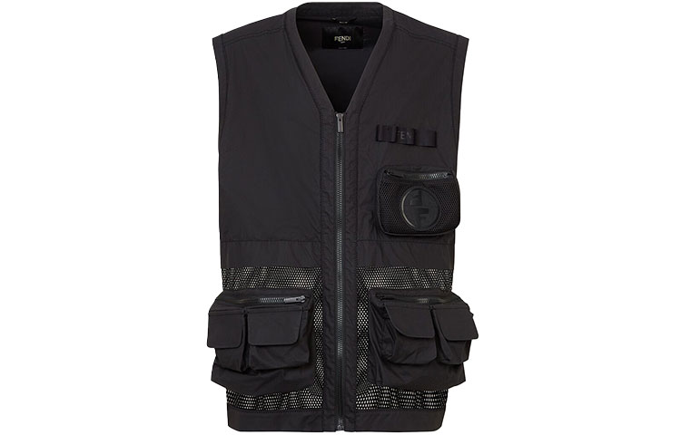 FENDI FW21 V-Neck Multi-Pocket Zip Vest Black FAA827AGBGF0GME 圖 2