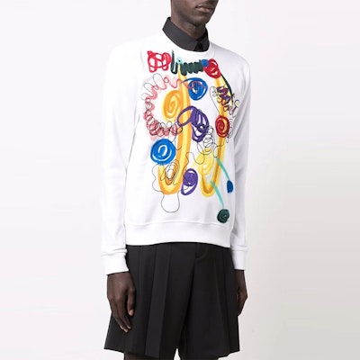 FENDI FW21 White Pullover Sweatshirt with Brushstroke Print Design. FY0178AH0RF0QA0 Shop FENDI FW21 White Pullover Sweatshirt with Brushstroke Print Design. FY0178AH0RF0QA0