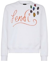 FENDI FW21 Baju Putih dengan Logo Sulaman Terperinci. FY1091AH12F05WL Order FENDI FW21 Baju Putih dengan Logo Sulaman Terperinci. FY1091AH12F05WL