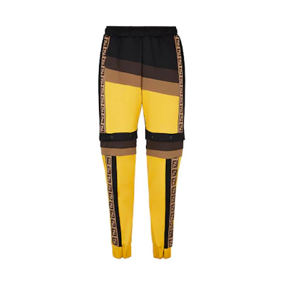 FENDI FW21 Yellow FF Stripe Logo Track Pants with Elastic Waistband. FAB557AD31F0G8T