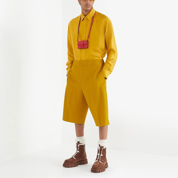 FENDI FW21 Yellow Silk Shirt with All-Over Logo Print. FS0808AH20F0VT1 圖 4