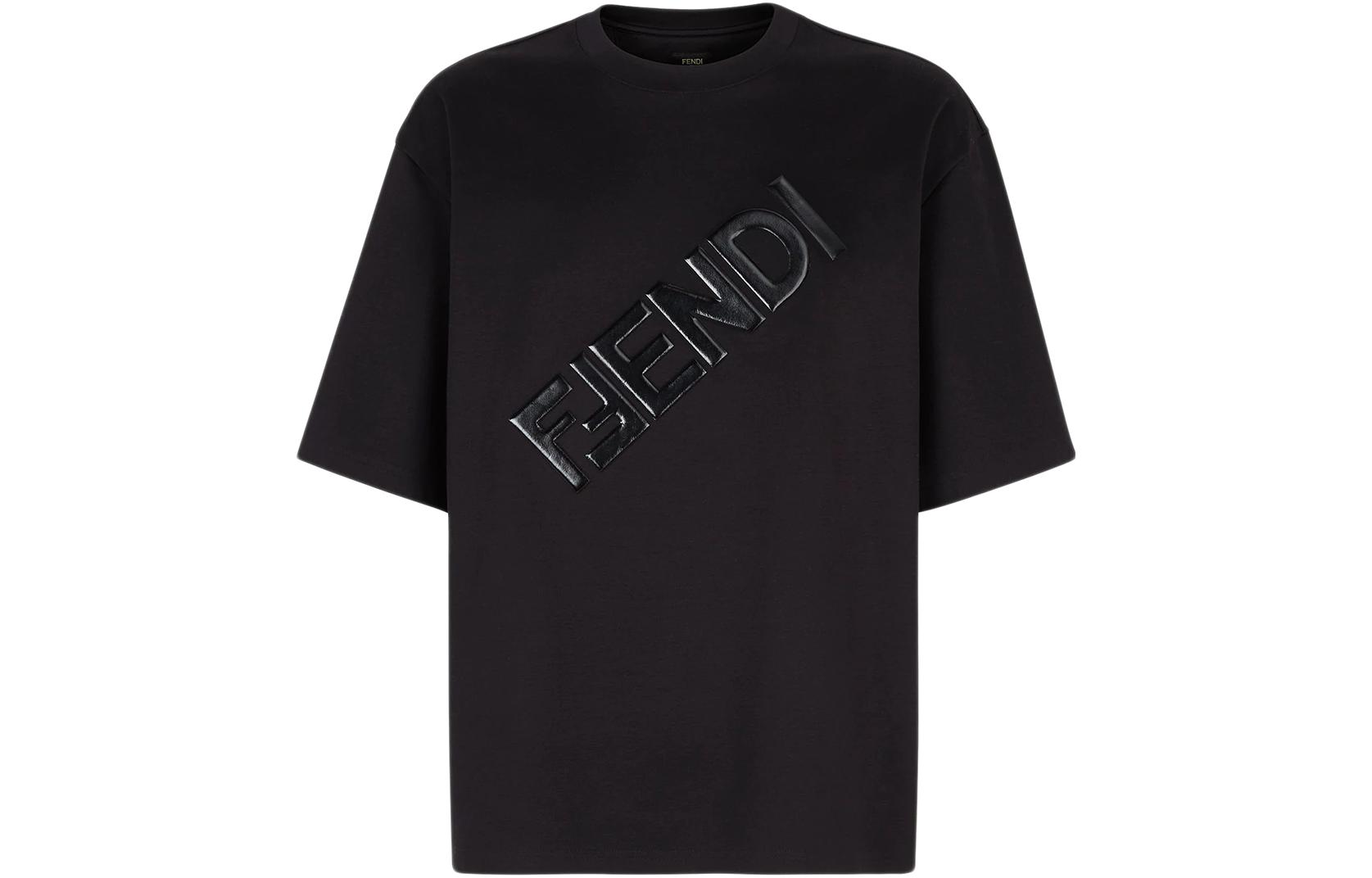 Order FENDI FW22  Black 3D Logo Printed Crewneck Casual T-Shirt. FY1129AL28F0QA1