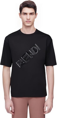 FENDI FW22 Black 3D Logo Printed Crewneck Casual T-Shirt. FY1129AL28F0QA1 Shop FENDI FW22 Black 3D Logo Printed Crewneck Casual T-Shirt. FY1129AL28F0QA1